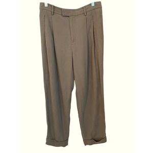EVERLANE  Size 4 Taupe Pleated Cuffed Ankle Trouser Buttersoft Tencel Lyocell